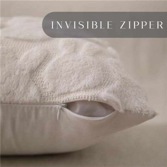 Easter Pillow Covers 18x18 inch Set of 2 Easter Decoration Cream White - Picture 2 of 7